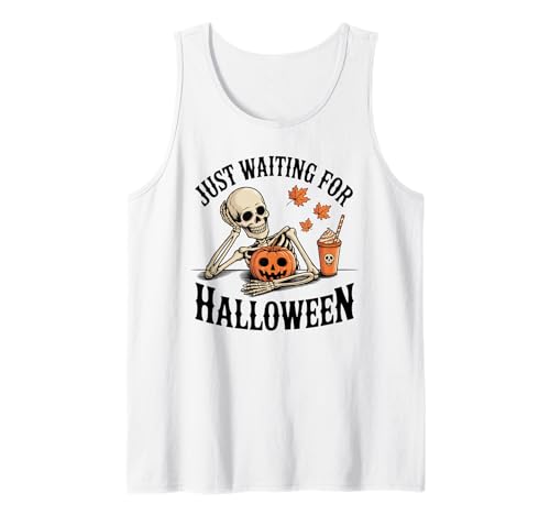 Just Waiting for Halloween Party Design Geschenk Männer Frauen Kinder Tank Top von Funny Halloween Spooky Season Fall Autumn Graphic