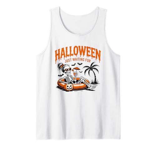 Just Waiting for Halloween Party Design Geschenk Männer Frauen Kinder Tank Top von Funny Halloween Spooky Season Fall Autumn Graphic