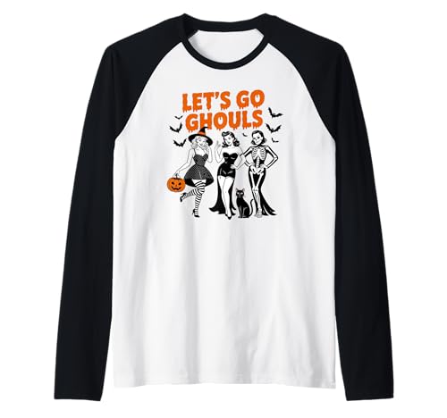 Let's Go Ghouls Halloween Party Design Geschenk Männer Frauen Kinder Raglan von Funny Halloween Spooky Season Fall Autumn Graphic