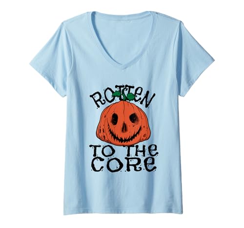 Damen Rotten Pumpkin Horror - Gruselige Jack O' Laterne T-Shirt mit V-Ausschnitt Damen Rotten Pumpkin Horror - Gruselige Jack O' Laterne T-Shirt mit V-Ausschnitt von Funny Halloween Stuff