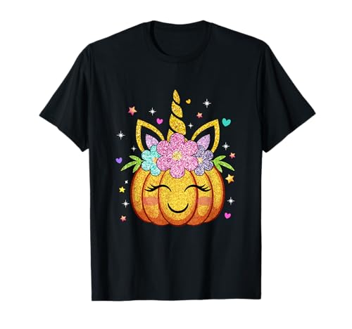 Niedliches Einhorn-Kürbis-Kostüm für Mädchen, lustiges Halloween-Kostüm T-Shirt von Funny Halloween TShirts Store