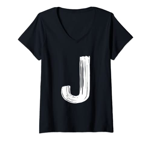 Damen Lustiges Halloween Karneval Kostüm Buchstabe J Vintage T-Shirt mit V-Ausschnitt Damen Lustiges Halloween Karneval Kostüm Buchstabe J Vintage T-Shirt mit V-Ausschnitt von Funny Halloween Tee Store