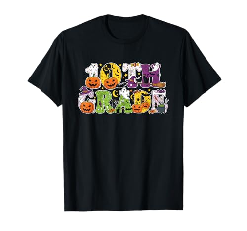 10. Klasse Kürbis Geist Skelett Halloween Kinder Herren Damen T-Shirt von Funny Halloween Tenth Grade Costume