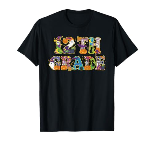 12. Klasse Kürbis Geist Skelett Halloween Kinder Herren Damen T-Shirt von Funny Halloween Twelfth Grade Costume