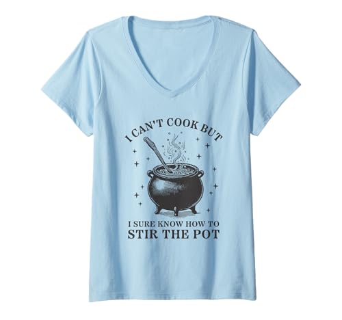 Damen Ich kann Nicht Kochen, Aber ich weiß, wie Man den Topf umrührt T-Shirt mit V-Ausschnitt Damen Ich kann Nicht Kochen, Aber ich weiß, wie Man den Topf umrührt T-Shirt mit V-Ausschnitt von Funny Halloween Witch Cauldron