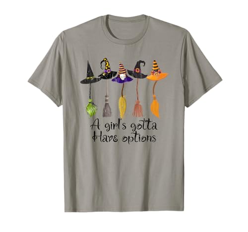EIN Mädchen muss Optionen haben, Funny Broom Witches Halloween T-Shirt von Funny Halloween Witch Tee