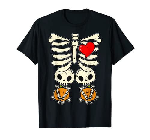 Halloween Skelett 2 Baby Rib Cage Frauen Kostüm Schwangere T-Shirt von Funny Halloween Xray Rib Cage Skeleton T-Shirts