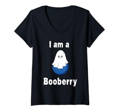 Damen Blueberry Kostüm Lustiges Halloween Blaubeere Wortspiel Booberry T-Shirt mit V-Ausschnitt Damen Blueberry Kostüm Lustiges Halloween Blaubeere Wortspiel Booberry T-Shirt mit V-Ausschnitt von Funny Halloween blueberry costume ideas apparel