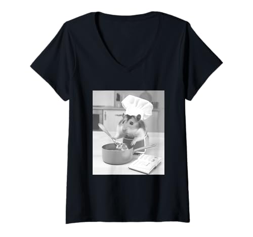 Damen Hamsterkoch Meme T-Shirt mit V-Ausschnitt Damen Hamsterkoch Meme T-Shirt mit V-Ausschnitt von Funny Hamster Meme Designs