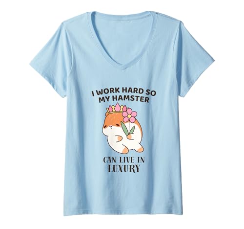 Damen Lustiges Hamster-Besitzer-Shirt My Hamster Can Live in Luxury Kids T-Shirt mit V-Ausschnitt von Funny Hamster Owner Outfits And Gifts