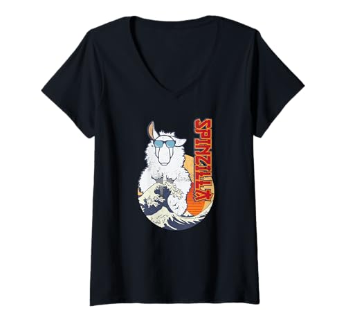 Damen Spinning Monster Hand Spinnrad Spinzilla T-Shirt mit V-Ausschnitt Damen Spinning Monster Hand Spinnrad Spinzilla T-Shirt mit V-Ausschnitt von Funny Hand Spinning Wheel & Drop Spindle Gifts