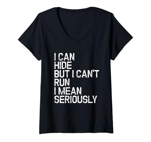 Damen Lustig Ich kann Mich verstecken, Aber ich kann Nicht rennen Amputee PWD Disabled T-Shirt mit V-Ausschnitt Damen Lustig Ich kann Mich verstecken, Aber ich kann Nicht rennen Amputee PWD Disabled T-Shirt mit V-Ausschnitt von Funny Handicapped Humor Wheelchair Apparel