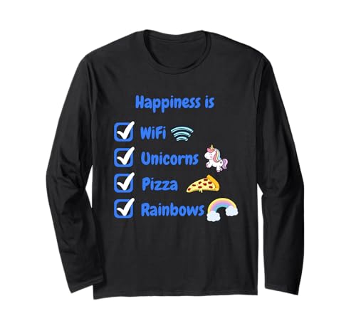 Happiness is WiFi Unicorns Pizza Rainbows Lustiges Kind Junge Mädchen Langarmshirt Happiness is WiFi Unicorns Pizza Rainbows Lustiges Kind Junge Mädchen Langarmshirt von Funny Happiness Shirt