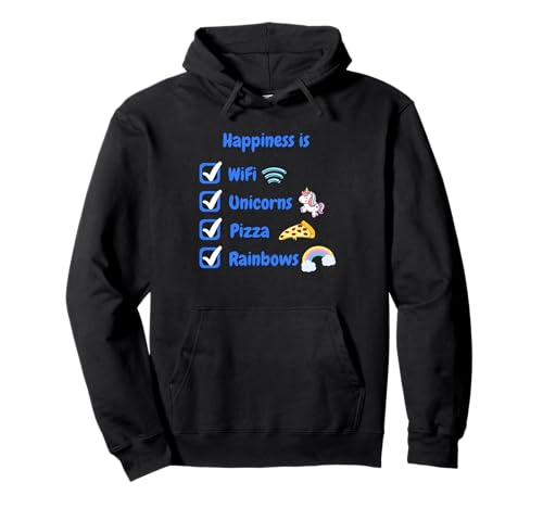 Happiness is WiFi Unicorns Pizza Rainbows Lustiges Kind Junge Mädchen Pullover Hoodie Happiness is WiFi Unicorns Pizza Rainbows Lustiges Kind Junge Mädchen Pullover Hoodie von Funny Happiness Shirt