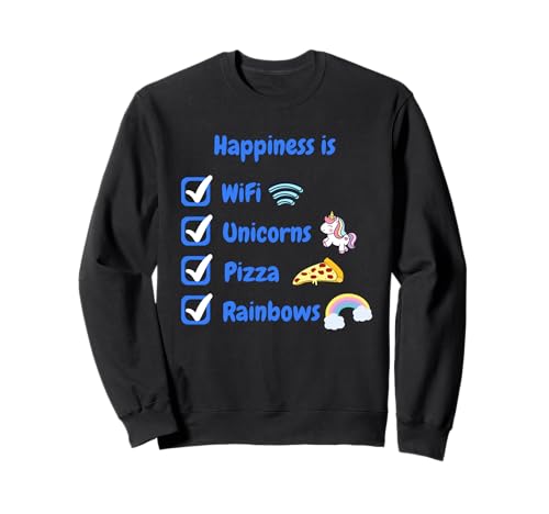 Happiness is WiFi Unicorns Pizza Rainbows Lustiges Kind Junge Mädchen Sweatshirt Happiness is WiFi Unicorns Pizza Rainbows Lustiges Kind Junge Mädchen Sweatshirt von Funny Happiness Shirt