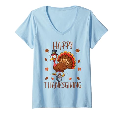 Damen Happy Thanksgiving 2025 Lustiges Truthahntag Familienessen T-Shirt mit V-Ausschnitt Damen Happy Thanksgiving 2025 Lustiges Truthahntag Familienessen T-Shirt mit V-Ausschnitt von Funny Happy Thanksgiving 2025
