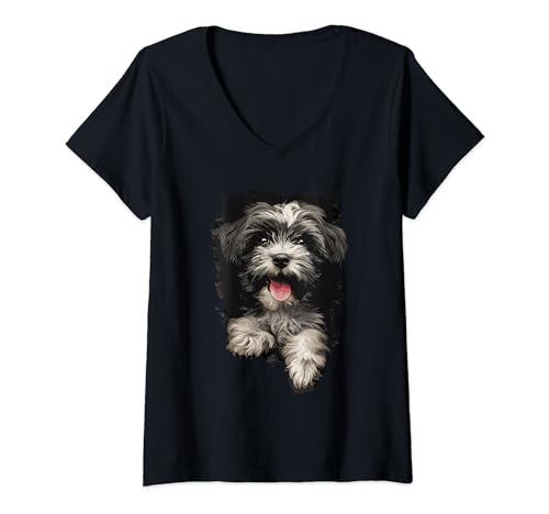 Damen Havaneser T-Shirt mit V-Ausschnitt Damen Havaneser T-Shirt mit V-Ausschnitt von Funny Havanese Design