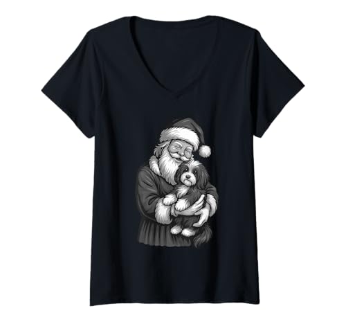 Damen Havanesischer Hund Weihnachtsmann Weihnachten Hundeliebhaber T-Shirt mit V-Ausschnitt Damen Havanesischer Hund Weihnachtsmann Weihnachten Hundeliebhaber T-Shirt mit V-Ausschnitt von Funny Havanese Holiday Dog Designs