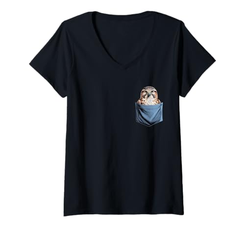 Damen Niedliche Taschenfalke für Vogelliebhaber T-Shirt mit V-Ausschnitt Damen Niedliche Taschenfalke für Vogelliebhaber T-Shirt mit V-Ausschnitt von Funny Hawk in Pocket for Hawk Lover