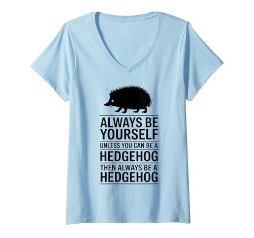 Damen Igel Lustiger Igel T-Shirt mit V-Ausschnitt von Funny Hedgehog Cute Hedgehogs Designs