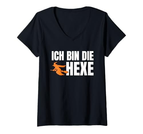 Damen Bin Die Hexe Lustiges Partner Halloween Kostüm Hexen Damen T-Shirt mit V-Ausschnitt Damen Bin Die Hexe Lustiges Partner Halloween Kostüm Hexen Damen T-Shirt mit V-Ausschnitt von Funny Hexen Halloween Designs
