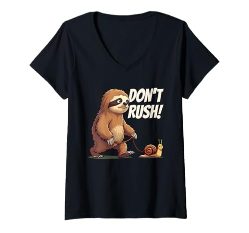 Damen Faultier & Schnecke | Don't Rush | Lustiges Tier & Wandern T-Shirt mit V-Ausschnitt Damen Faultier & Schnecke | Don't Rush | Lustiges Tier & Wandern T-Shirt mit V-Ausschnitt von Funny Hiker Gifts & Designs for Men & Women