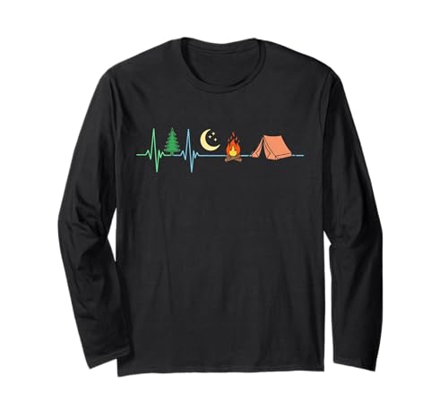 Camping Herzschlag Natur Outdoor Camper Wandern Camping Herren Langarmshirt Camping Herzschlag Natur Outdoor Camper Wandern Camping Herren Langarmshirt von Funny Hiking Camping Mountain Tee