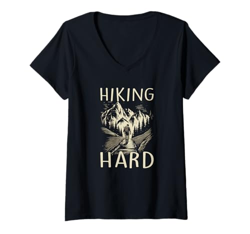 Damen Bergwandern Pikes Peak Witz Wandern hart T-Shirt mit V-Ausschnitt von Funny Hiking Hike Trekking Trail Camping Quotes