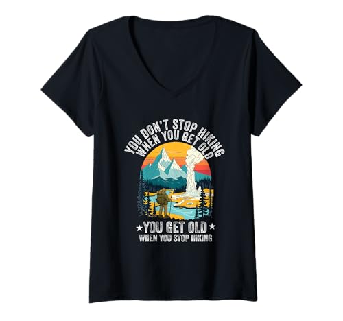 Damen Du hörst Nicht auf zu wandern wenn du alt wirst du alt Hiker T-Shirt mit V-Ausschnitt Damen Du hörst Nicht auf zu wandern wenn du alt wirst du alt Hiker T-Shirt mit V-Ausschnitt von Funny Hiking Hiker dad grandpa
