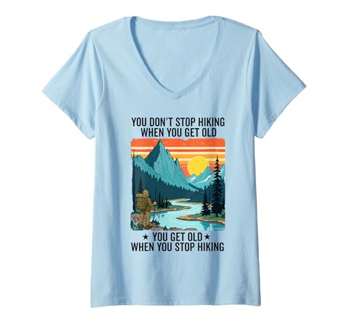 Damen Du hörst Nicht auf zu wandern wenn du alt wirst du alt Hiker T-Shirt mit V-Ausschnitt Damen Du hörst Nicht auf zu wandern wenn du alt wirst du alt Hiker T-Shirt mit V-Ausschnitt von Funny Hiking Hiker dad grandpa