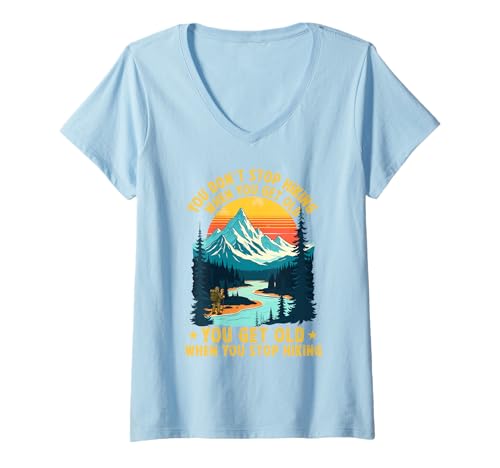 Damen Du hörst Nicht auf zu wandern wenn du alt wirst du alt Hiker T-Shirt mit V-Ausschnitt Damen Du hörst Nicht auf zu wandern wenn du alt wirst du alt Hiker T-Shirt mit V-Ausschnitt von Funny Hiking Hiker dad grandpa