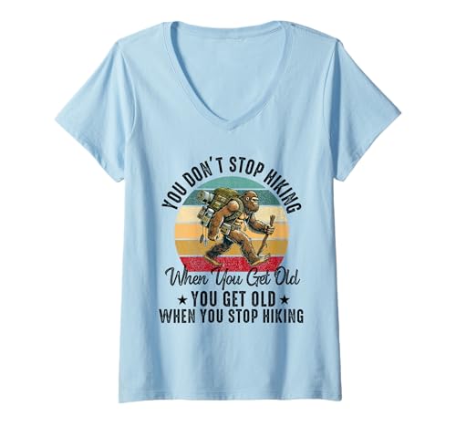 Damen Du hörst Nicht auf zu wandern wenn du alt wirst du alt Hiker T-Shirt mit V-Ausschnitt Damen Du hörst Nicht auf zu wandern wenn du alt wirst du alt Hiker T-Shirt mit V-Ausschnitt von Funny Hiking Hiker dad grandpa