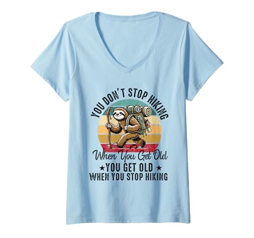 Damen Du hörst Nicht auf zu wandern wenn du alt wirst du alt Hiker T-Shirt mit V-Ausschnitt Damen Du hörst Nicht auf zu wandern wenn du alt wirst du alt Hiker T-Shirt mit V-Ausschnitt von Funny Hiking Hiker dad grandpa