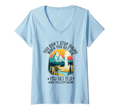 Damen Du hörst Nicht auf zu wandern wenn du alt wirst du alt Hiker T-Shirt mit V-Ausschnitt Damen Du hörst Nicht auf zu wandern wenn du alt wirst du alt Hiker T-Shirt mit V-Ausschnitt von Funny Hiking Hiker dad grandpa