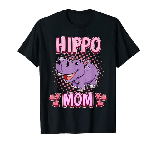 Damen Hippo Mom Mama Muttertag Nilpferd T-Shirt von Funny Hippo Merch for Women & Girls