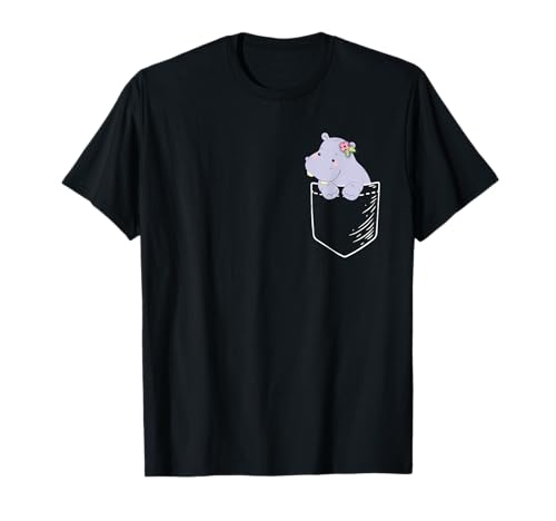 Funny Kawaii Kids Girls Pocket Hippo Lover T-Shirt Funny Kawaii Kids Girls Pocket Hippo Lover T-Shirt von Funny Hippopotamus Gifts Designs Shirts &
