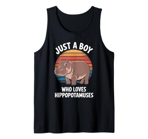 Herren Just A Boy Who Loves Nilpferd Tier Kinder Nilpferd Tank Top von Funny Hippopotamus Lover Clothing