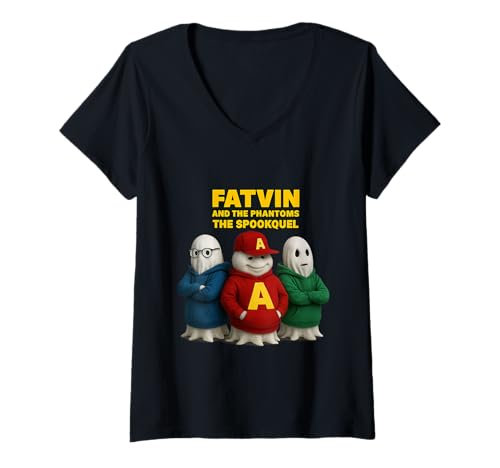 Damen Halloween-Laune von Ghost Parody Trio T-Shirt mit V-Ausschnitt Damen Halloween-Laune von Ghost Parody Trio T-Shirt mit V-Ausschnitt von Funny Holiday Trio Seasonal Comedy Art