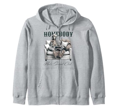 Homebody Anti Social Club Lustiges Skelett Frauen Kapuzenjacke Homebody Anti Social Club Lustiges Skelett Frauen Kapuzenjacke von Funny Homebody Anti Social Club Tee Shirt