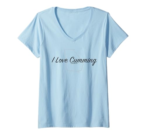 Damen Ich Liebe Cumming Ga T-Shirt mit V-Ausschnitt Damen Ich Liebe Cumming Ga T-Shirt mit V-Ausschnitt von Funny Hometowns