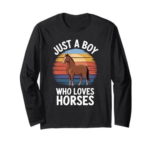 Just a Boy Who Loves Horses Retro-Stil Kinder Jungen Pferd Langarmshirt Just a Boy Who Loves Horses Retro-Stil Kinder Jungen Pferd Langarmshirt von Funny Horse Lover Apparel for Men Women