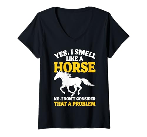 Damen Ja, ich rieche wie EIN lustiges Reittier T-Shirt mit V-Ausschnitt Damen Ja, ich rieche wie EIN lustiges Reittier T-Shirt mit V-Ausschnitt von Funny Horse Lover Apparel
