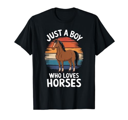 Just A Boy Who Loves Horses Tierfan Jungen Kinder Pferd T-Shirt Just A Boy Who Loves Horses Tierfan Jungen Kinder Pferd T-Shirt von Funny Horse Lover Clothing