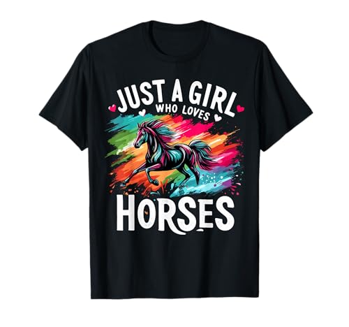 Pferd, niedlich, nur ein Mädchen, das Pferde liebt T-Shirt Pferd, niedlich, nur ein Mädchen, das Pferde liebt T-Shirt von Funny Horse Lover