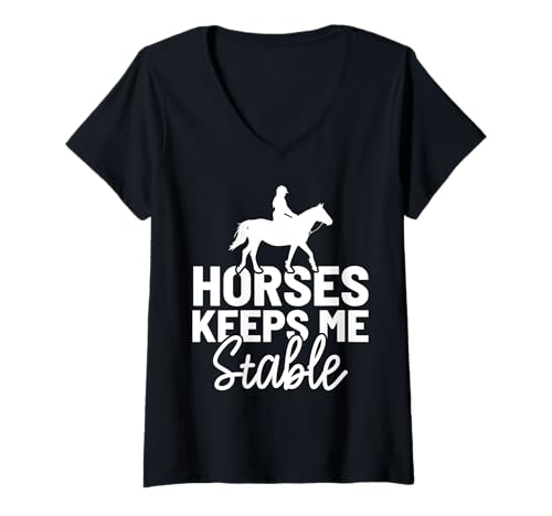Damen Pferde hält Mich stabil Bauernhoftier-Liebhaber T-Shirt mit V-Ausschnitt Damen Pferde hält Mich stabil Bauernhoftier-Liebhaber T-Shirt mit V-Ausschnitt von Funny Horse Tees Women Men & Kids