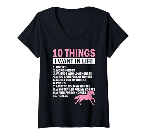 Damen 10 Things I Want In Life Lustiges Reiten Reiten T-Shirt mit V-Ausschnitt Damen 10 Things I Want In Life Lustiges Reiten Reiten T-Shirt mit V-Ausschnitt von Funny Horse Tees