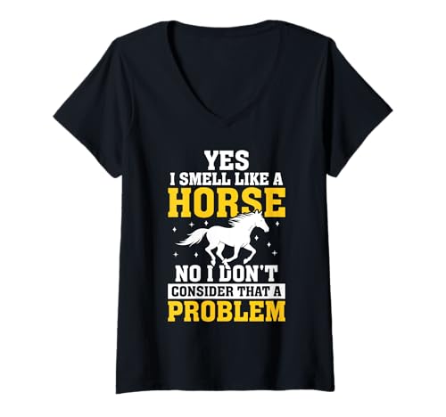 Damen Ja, ich rieche nach einem Pferd. Lustige Neigh-Reitliebhaber T-Shirt mit V-Ausschnitt Damen Ja, ich rieche nach einem Pferd. Lustige Neigh-Reitliebhaber T-Shirt mit V-Ausschnitt von Funny Horse Tees