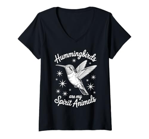 Damen Kolibris Geist Tiere Lustiger Kolibri T-Shirt mit V-Ausschnitt Damen Kolibris Geist Tiere Lustiger Kolibri T-Shirt mit V-Ausschnitt von Funny Hummingbirds Cool Hummingbird Design