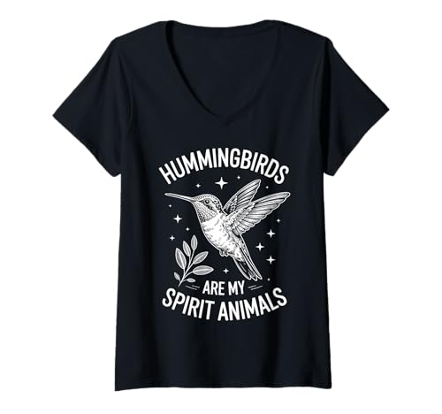 Damen Kolibris Geist Tiere Lustiger Kolibri T-Shirt mit V-Ausschnitt Damen Kolibris Geist Tiere Lustiger Kolibri T-Shirt mit V-Ausschnitt von Funny Hummingbirds Cool Hummingbird Designs