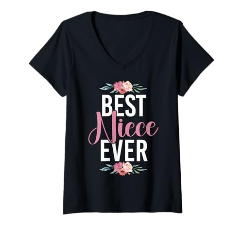 Damen Beste Nichte Aller Zeiten Flower Fantastischer Nichtenhumor T-Shirt mit V-Ausschnitt Damen Beste Nichte Aller Zeiten Flower Fantastischer Nichtenhumor T-Shirt mit V-Ausschnitt von Funny Humor Niece Gifts From Auntie